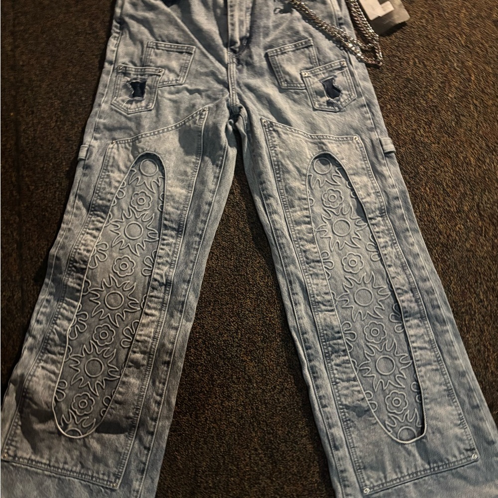 Men’s Embellish “Sun Wave” Floral Jeans